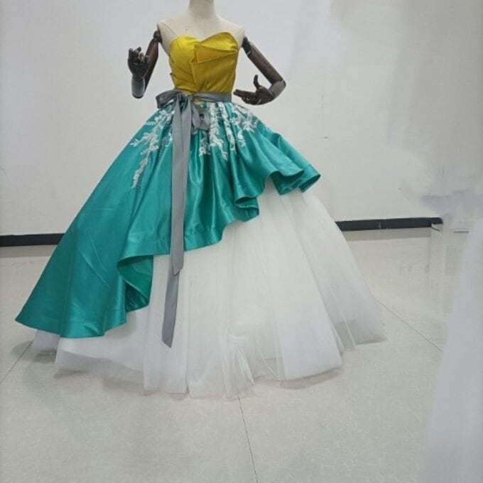 バイカラー カラードレス エンパイアライン パーティードレス /結婚式/披露宴