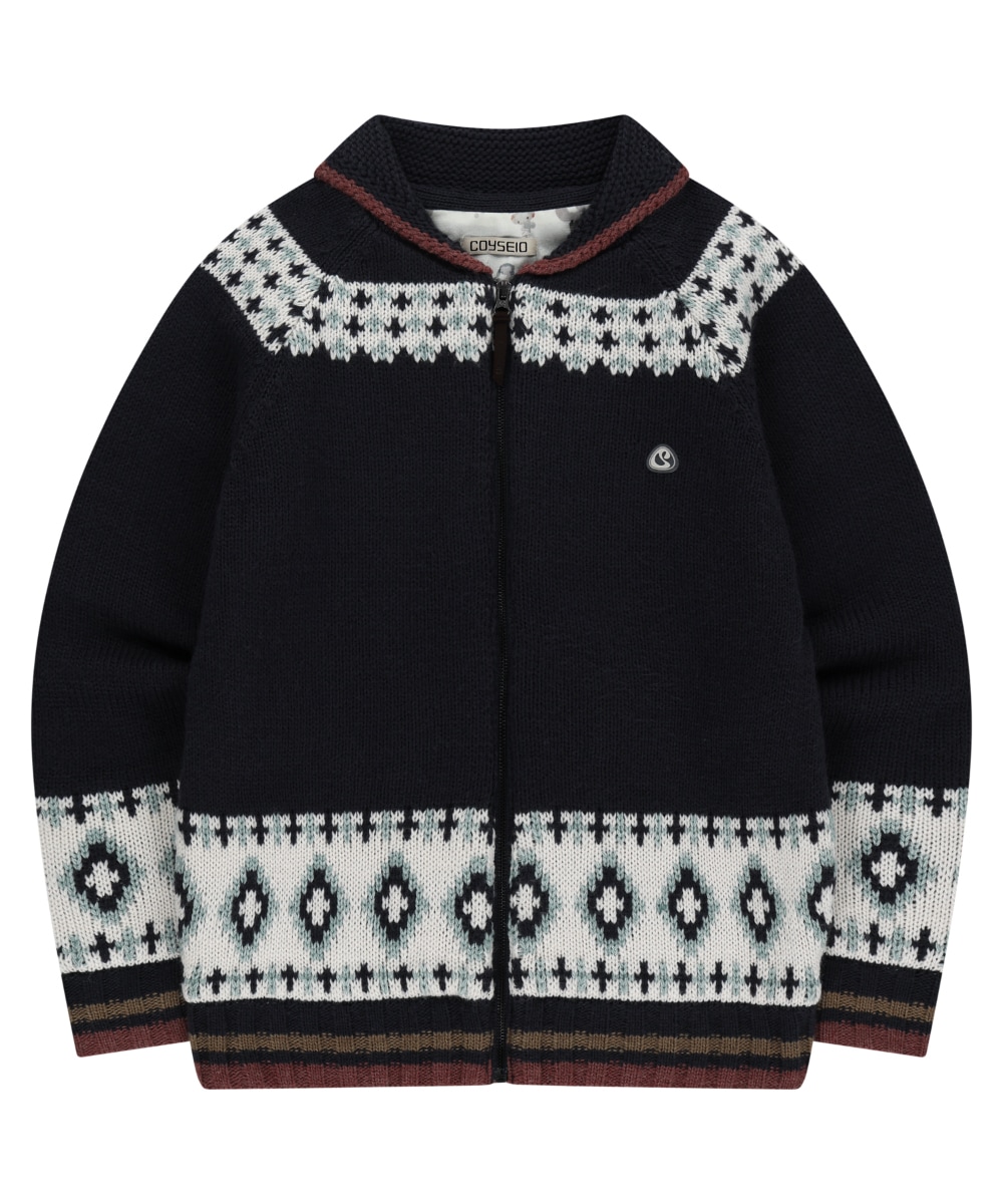 【COYSEIO】 25FW MOSSY COWICHAN KNIT JACKET : NAVY