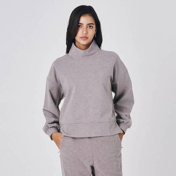 女性ウールライクハーフネック長袖Tシャツ SPJWCNRL356WDBR 709536