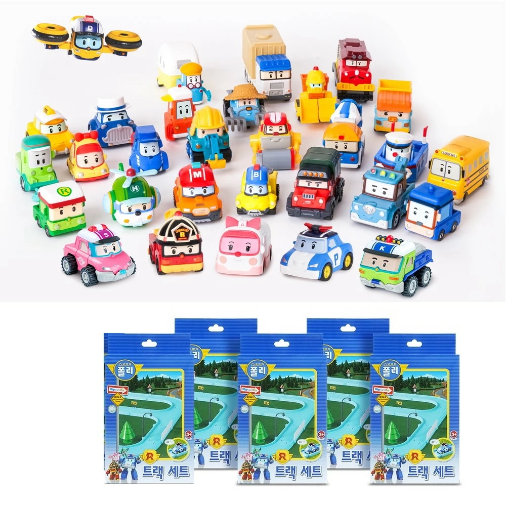 ロボカーポリー 公式 正規品 ミニカー レール 5箱+ ダイキャストカー よりどり 7~8個セット 知育 玩具 おもちゃ プレイセット フィギュア ミニカー 男の子 キッズ レール 道路 幼児 韓国