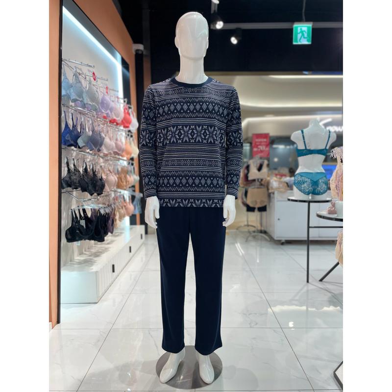 [スターフィールド高陽] ネイビーポリ起毛男性ホームウェアセット(EZ2957 EZ2957P)