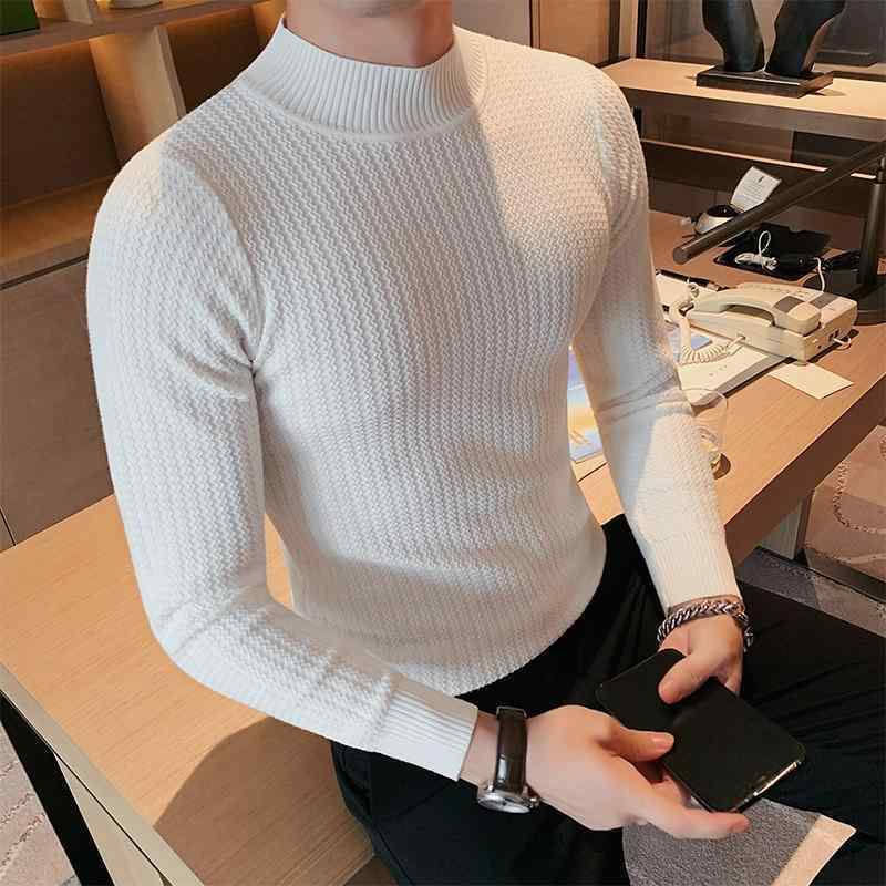 シャツ メンズ 秋 冬 長袖 ニット ハーフ タートルネックセーター スリム ボトム ハイエンド 無地 セーター 5,564円