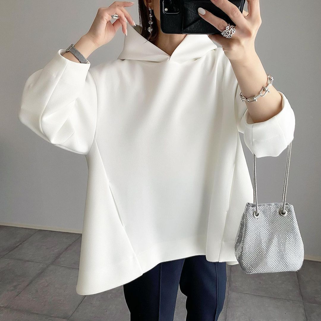 出荷が早いトップス 韓国ファッション スウェット 日韩 秋新作 パーカー チュニック ゆったり 綿麻 お肌に優しい 快適性 無地