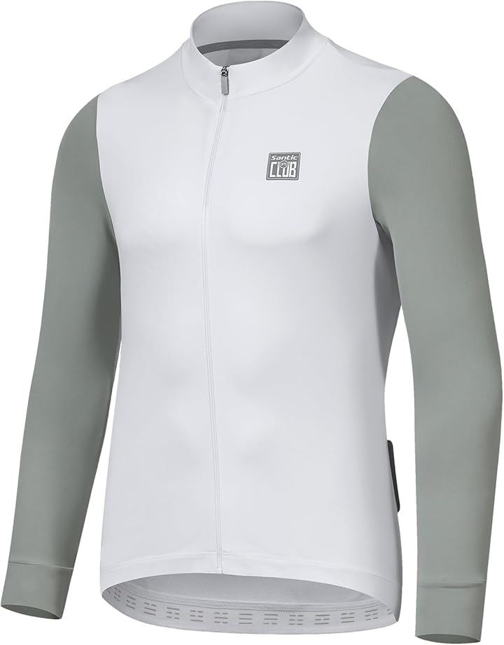サイクルジャージ 長袖 秋 冬 裏起毛 防風 防寒 サイクルジャケット サイクリングウェア メンズ 14～22度対応(ホワイト, M)