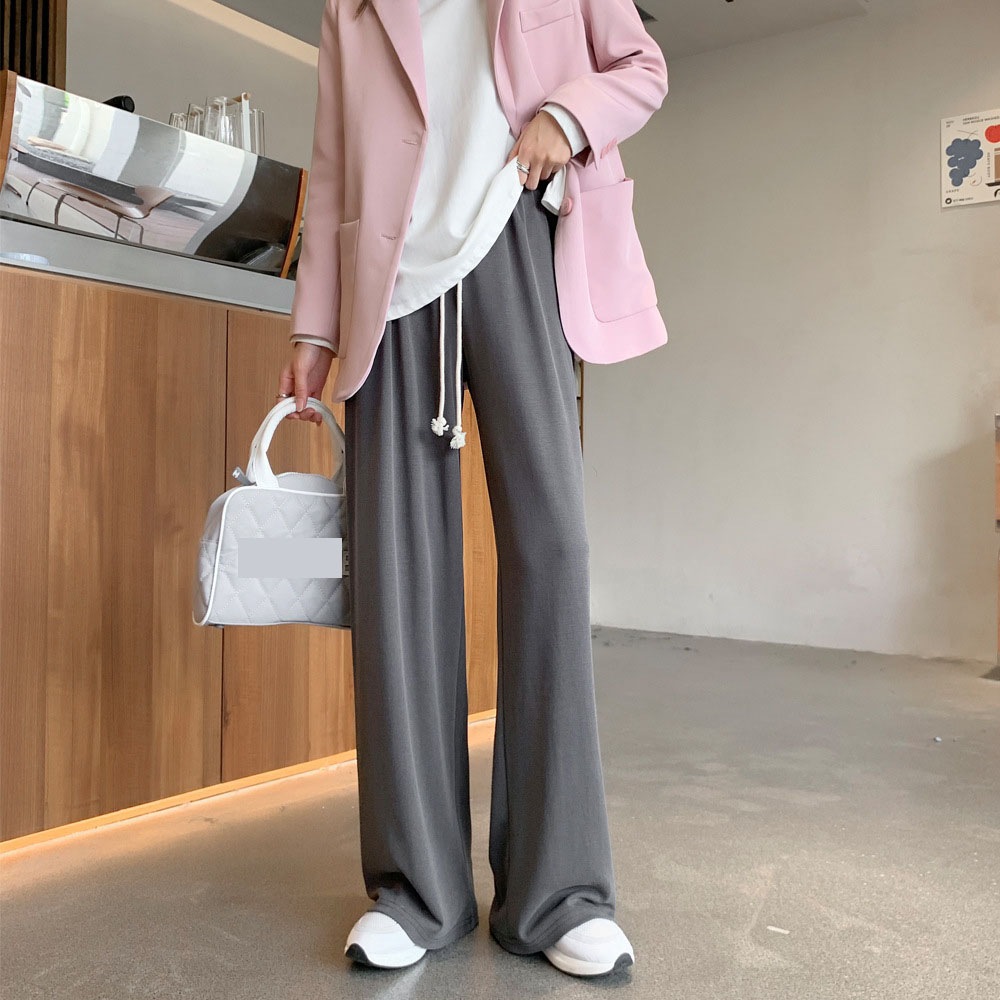 韓国ファッション リネンワイドパンツ かっこいい スラックスパンツ 脚長効果 ハイウエストパンツ Bryanevans Com