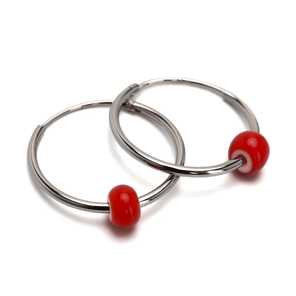 S925 フープピアス ホワイトハーツ [ce061-20mm-red]