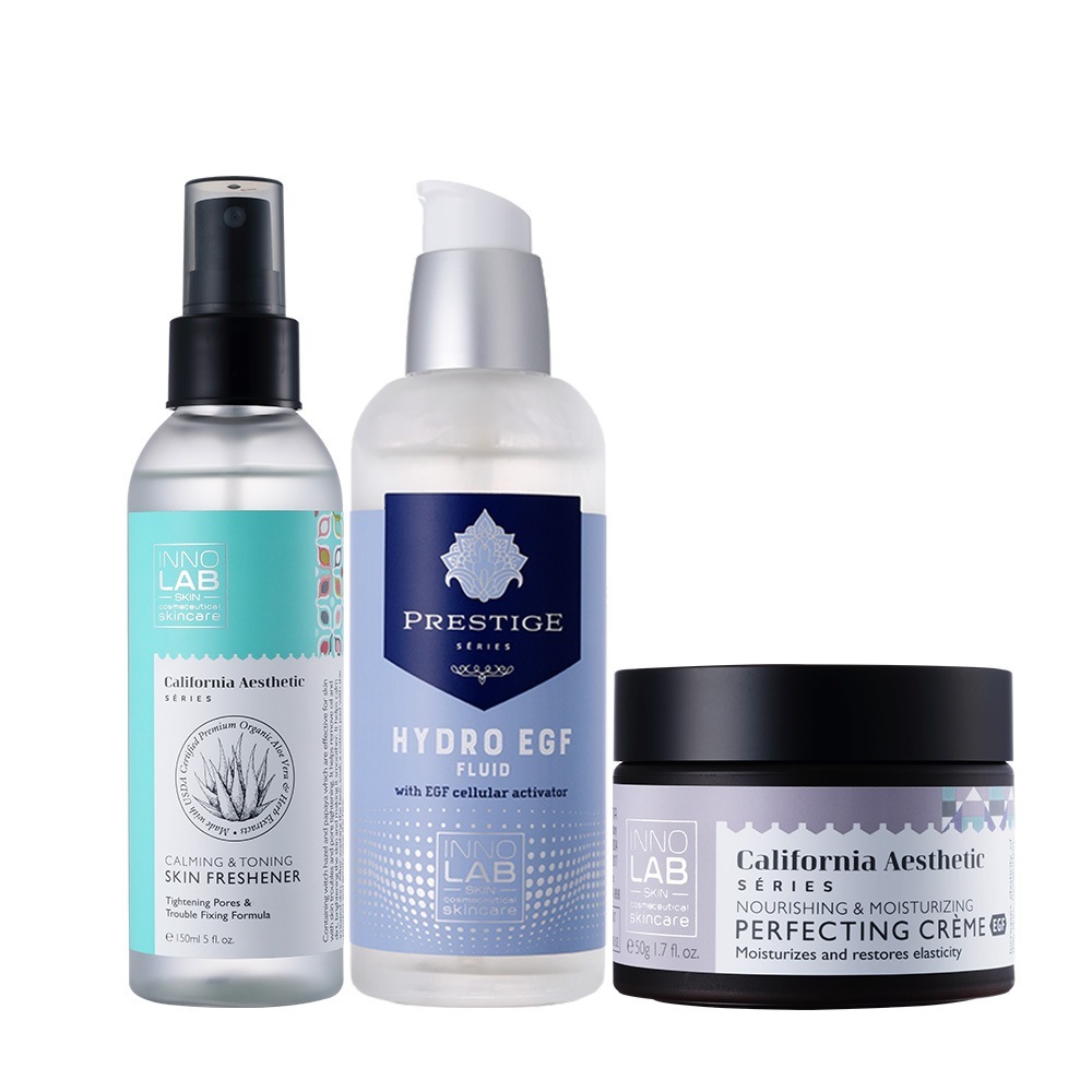 【セット】イノラップスキンフレッシュナー150ml+ハイドロEGFフルード125ml+パーフェクトクリームEGF 50g