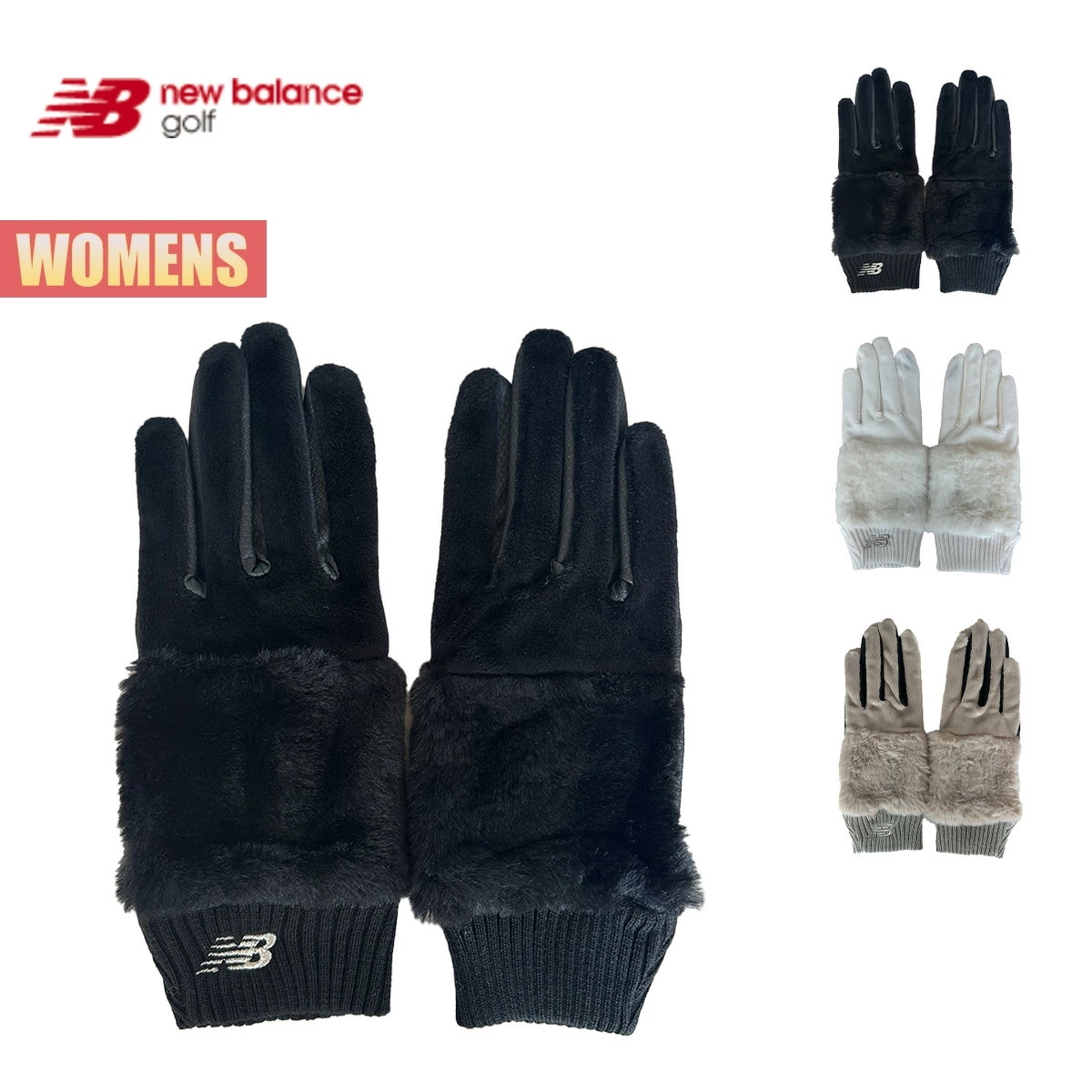 ゴルフ グローブ レディース 両手用グローブ golf モバイルタッチパネル機能 レザー素材 モコモコ ブランドロゴ ゴルフアクセサリー 保温 防寒 ブラック ホワイト ベージュ