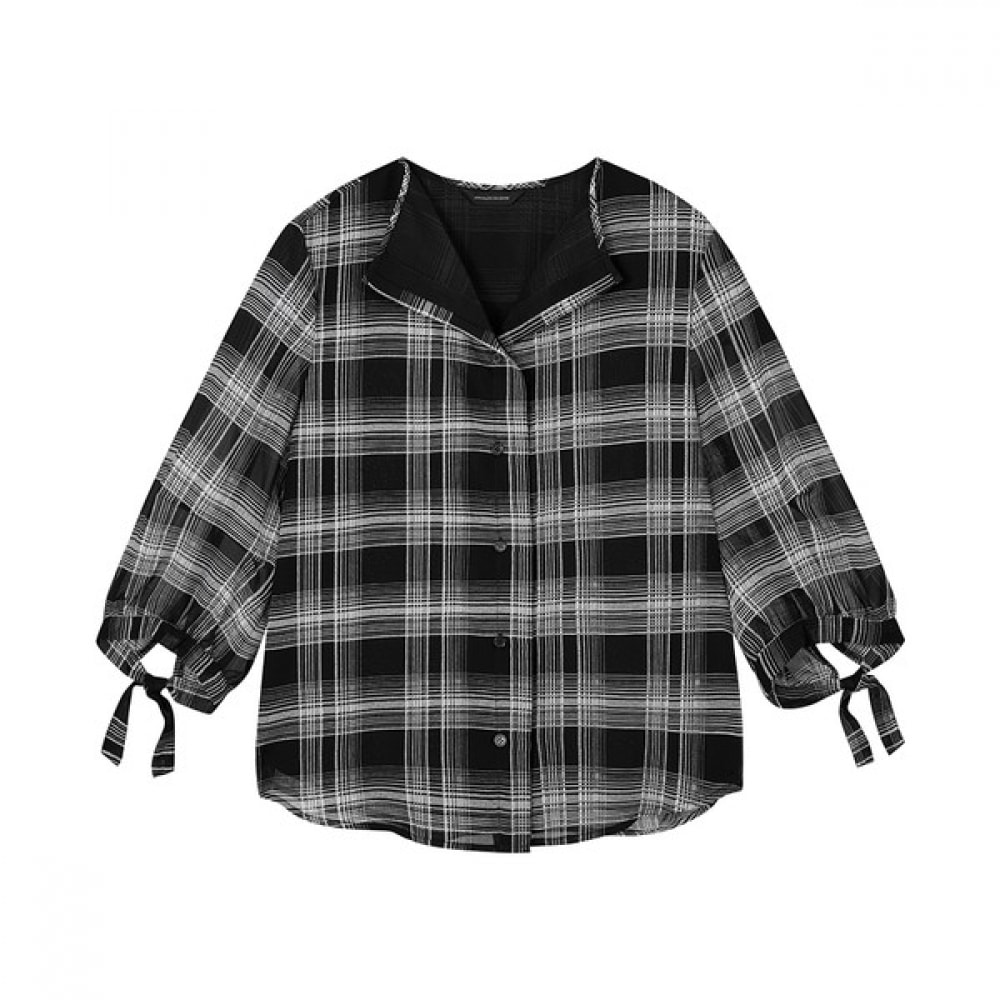 [アナルドバシニ] (アナルドバシニ) グレンチェックシフォンブラウス (AX08BL21M)