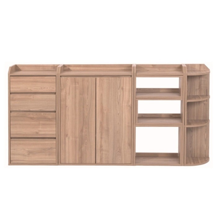 キッチンカウンター下収納 組み合わせフルセット 幅162～194cm 高さ80cm YHK-0204FULLSET-BR ブラウン 27,157円