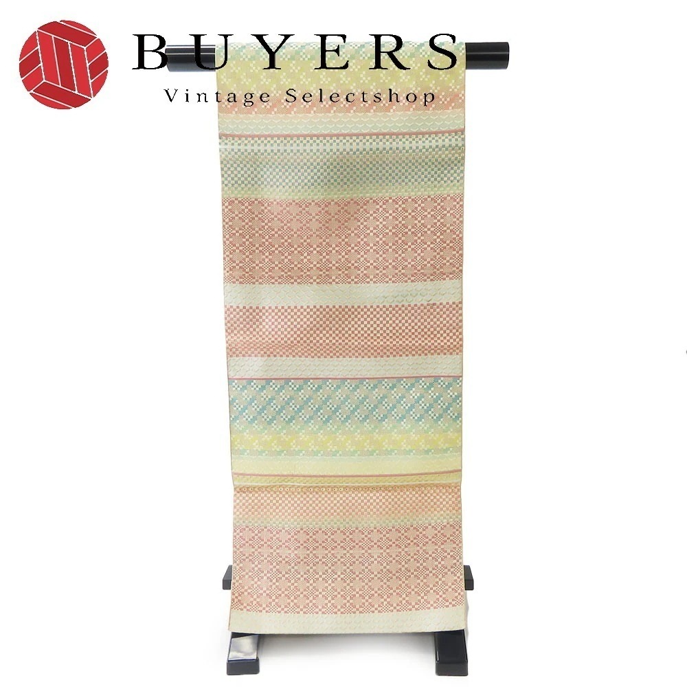 中古 名古屋帯 名古屋仕立 正絹(金銀糸除く) ピンク マルチカラー 八寸 洒落帯 呉服 着物 レディース 女性 7,227円