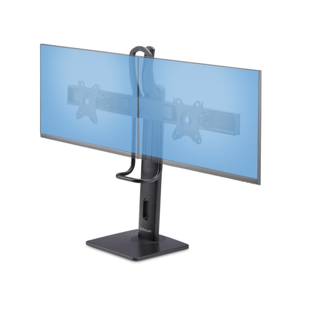 StarTech.com [2MC1S-MONITOR-STAND] モニタースタンド/置き型/2画面/最大27インチ/耐荷重各6kg/VESA 75x75 100x100/高さ調整可能/工具不要 自