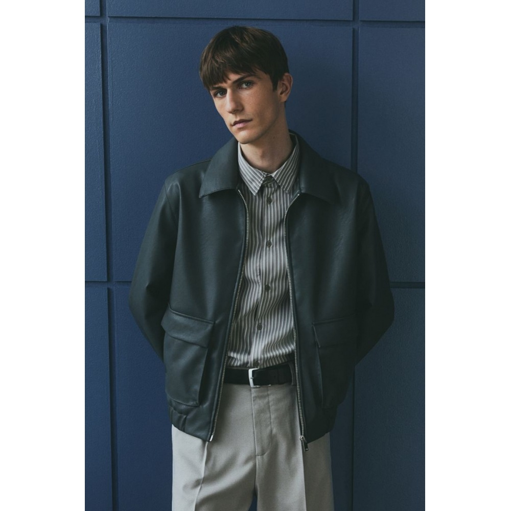 H&M コーティングジャケットレギュラーフィットダークグレー