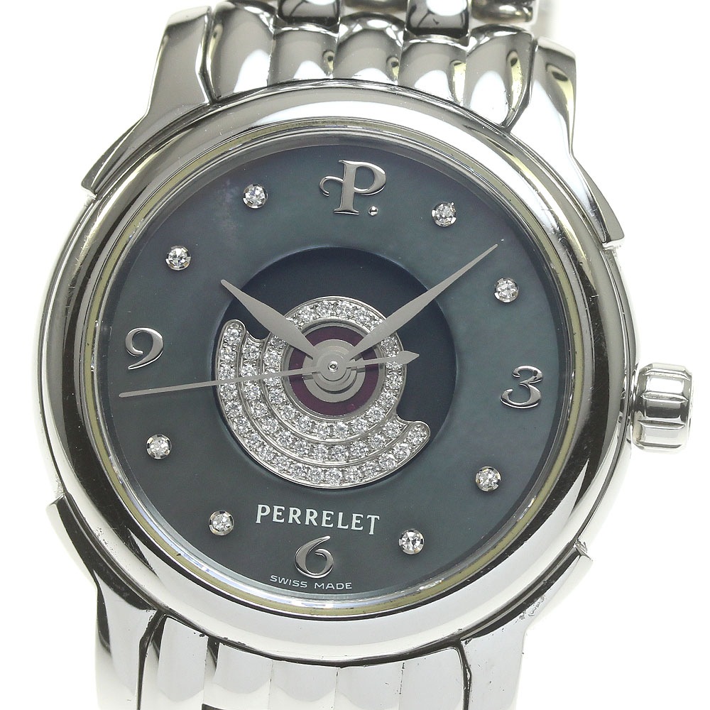 訳あり ペルレ PERRELET レディテンペスト 8P ダイヤ ダブルローター 自動巻き レディース _819578【中古】