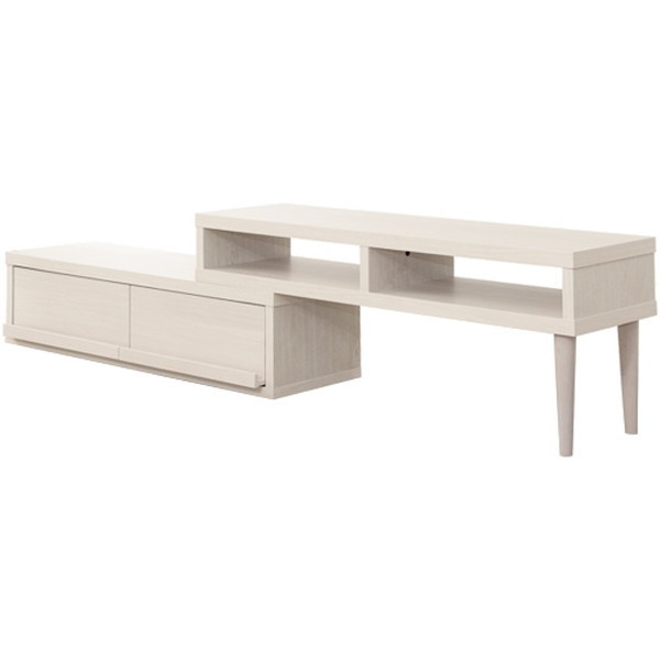 ホームテイスト ER-120EX ホワイトオーク 完成品伸縮式テレビ台【アール-EARL】(コーナーTV台ローボードリビング収納) メーカー直送