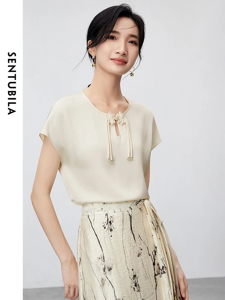 中国風シフォンブラウス女性 2024 エレガント半袖サマートップスレディースコンフォートシャツ & ブラウス 14255420 4,919円