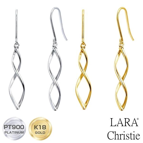 ピアス 18金 レディース K18 揺れる ウェーブ デザイン フック プラチナ PT900 ゴールド K18 LPUC