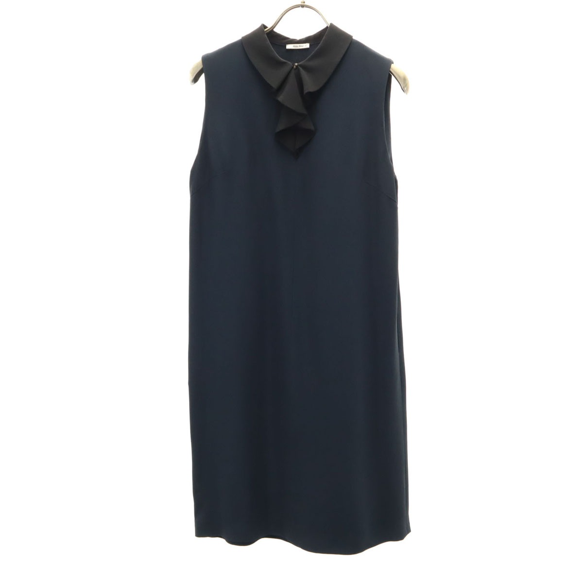 ノースリーブ 膝丈ワンピース 38 ネイビー レディース 古着