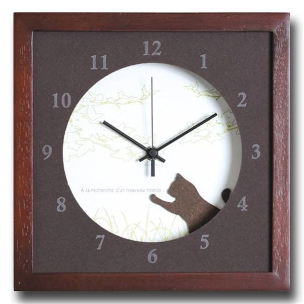 壁掛け時計 アートパネル おしゃれ 猫 ねこ ネコ 北欧 動物 アニマル かわいい ウォールクロック VerdureClock Cat