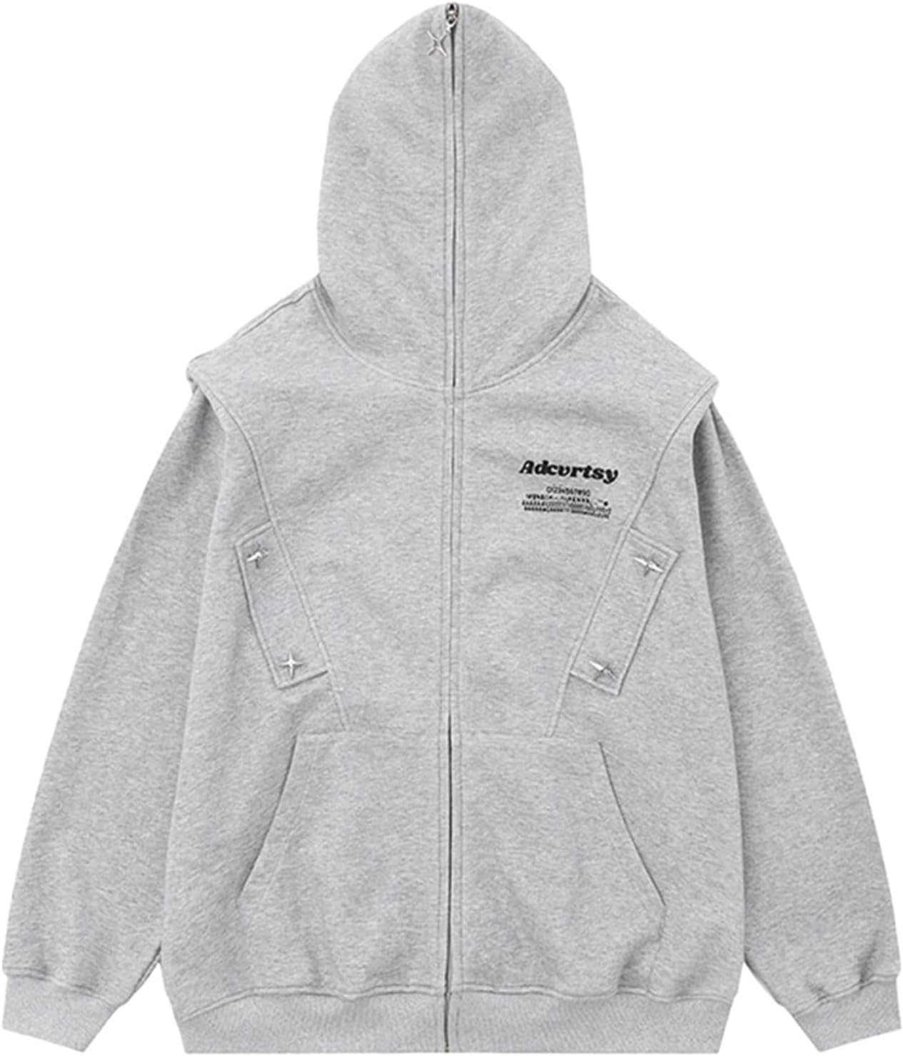 パーカー メンズ アウター トレーナー 前開け ジップアップ ポケット付き 原宿風 長袖 秋 春 フード オリジナル デザイン性 プリント ビックシルエット かっこいい 吸汗速乾 上着 男性用 普段着