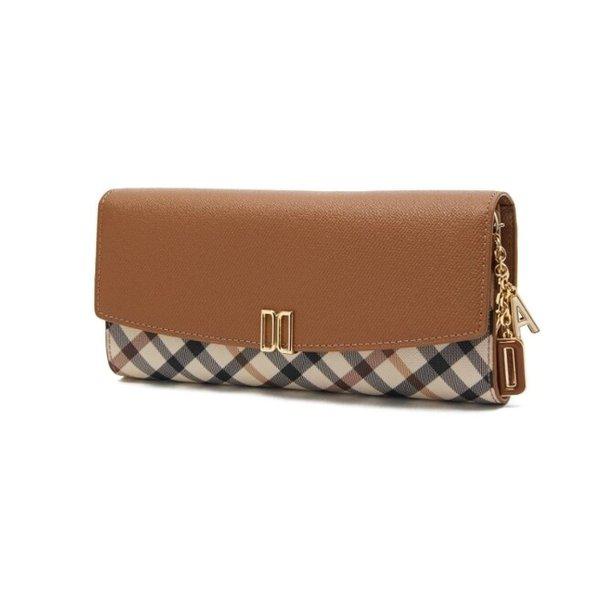 AK水原店 ハンドバッグ ブラウン チェック配色 DDロゴ 3段長財布 DCWA5F421