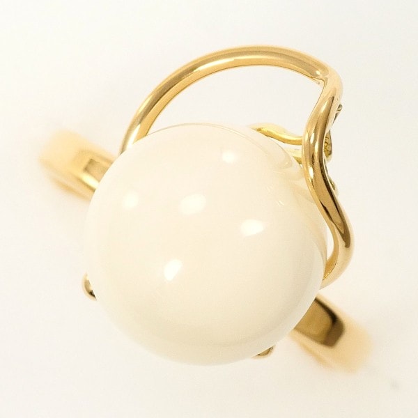 K18 18金 YG イエローゴールド リング 指輪 10号 メノウ ジュエリー 中古