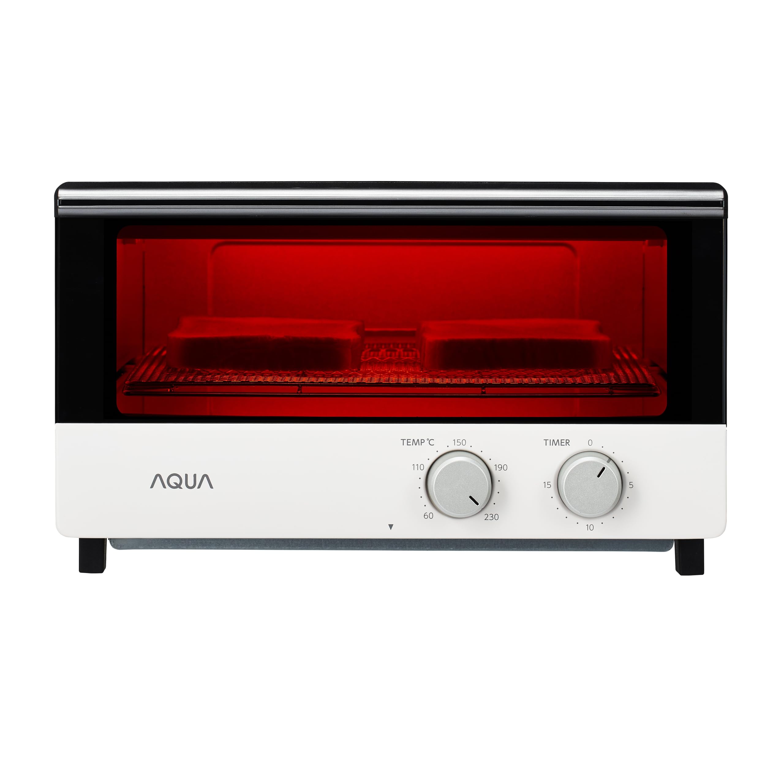 アクア (AQUA)トースター 2枚焼き (1200W / 石英管ヒーター / 15分タイマー) オーブントースター 温度調整可能 (受け皿付き) TA2WR ホワイト
