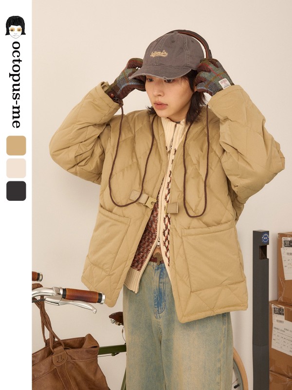 冬暖かいゆったりカップルダウンジャケット新しいスタイルカジュアルテクスチャコットンコートレディース