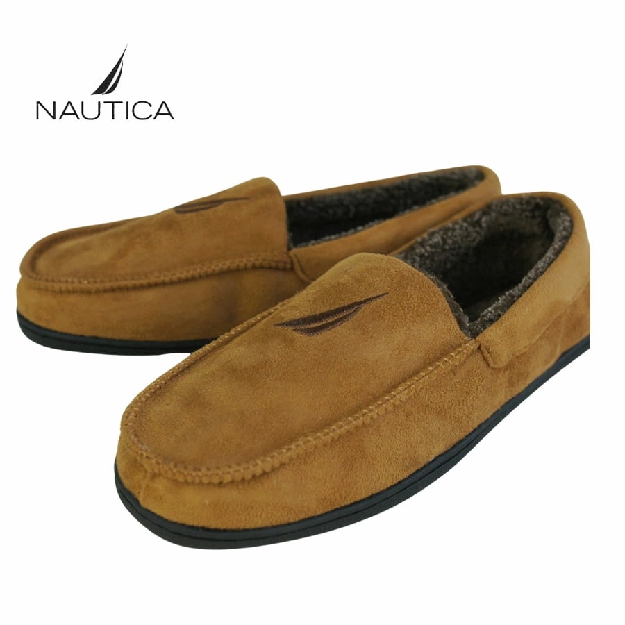 ノーティカ NAUTICAMICROSUEDE FLEECE LINED SLIPPERSスエード フリース スリッパCAMEL(キャメル)メンズ シューズ ボ
