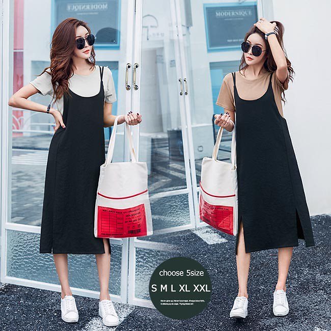 キャミワンピ 半袖tシャツ ２点セット レディース Tシャツ ワンピース ロング 夏 セットアップ 女性 ロングワンピ お洒落 夏ワンピース