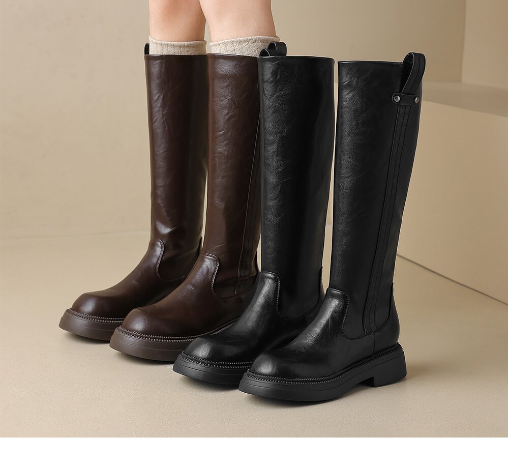 レディース 太ヒール 万能 秋冬 大きいサイズ ブーツ ハイブーツ 厚底 英国騎士ブーツ