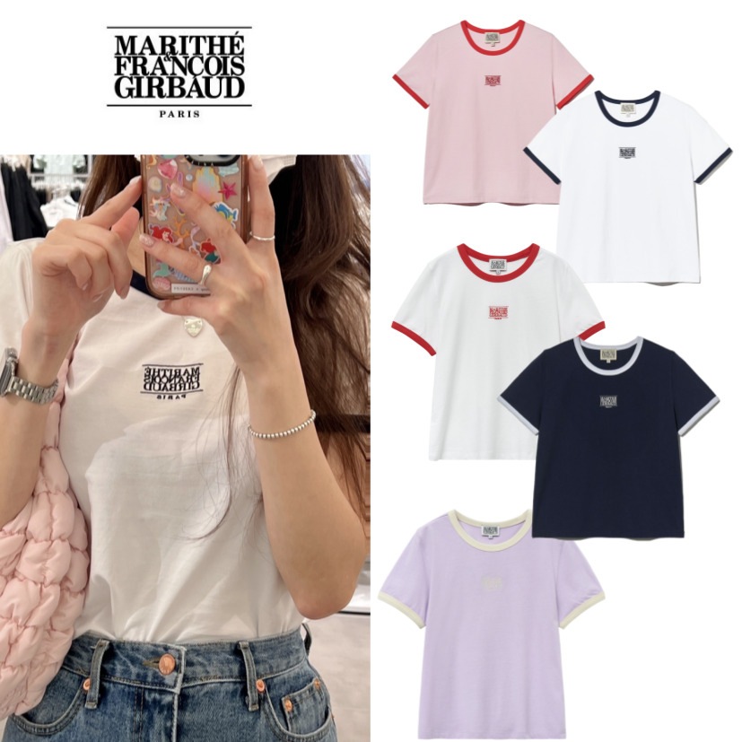 [MARITHE FRANCOIS GIRBAUD] W CLASSIC LOGO RINGER TEE クロップドTシャツ / 大人気 / 在庫限り [4カラー]