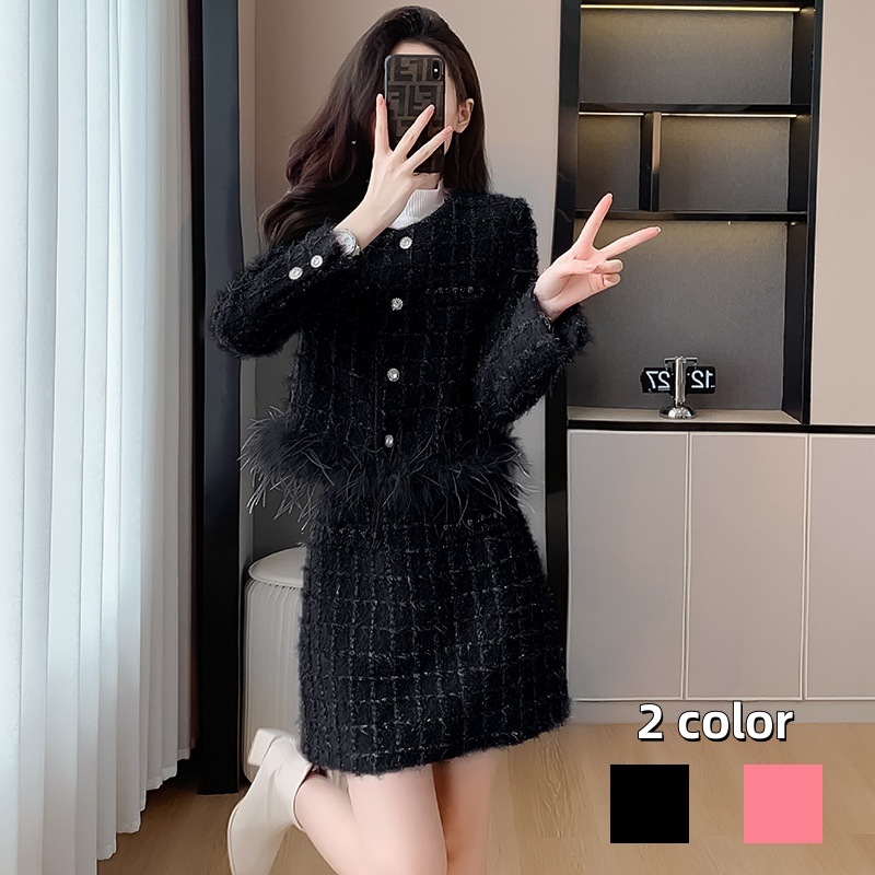 2点セット 長袖 セットアップ ジャケット コートトップス スカート スーツ 上下セット レディース ミニ丈 ショート丈 シンプル あったか ビジネス オフィス インポート カジュアル デート