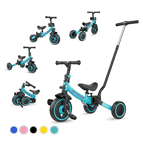 besrey 子供用三輪車 XIN1 三輪車 かじとり ランニングバイク ベビーカー 手押し棒 1歳から5歳まで 折りたたみ 軽量 ハンドル 調整可能 誕生日プレゼント お祝いギフト