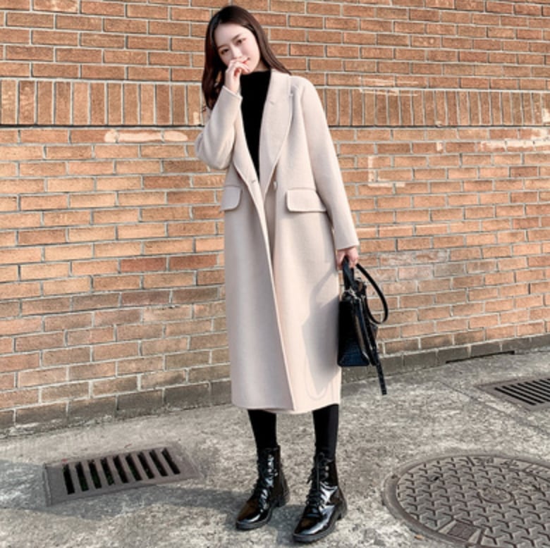 アウター デート コート 上着 ロングコート ロング ロング丈 袖あり 長袖 Vネック 冬 10代 個性的 アプリコット ブラック S M L XL 2XL こなれ感 ゆったり エレガント