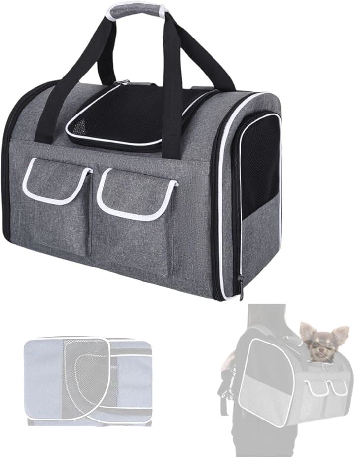 犬 キャリー バック ケース リュック 猫 顔出し 最大 2匹 小動物 小型犬 中型犬(グレー)