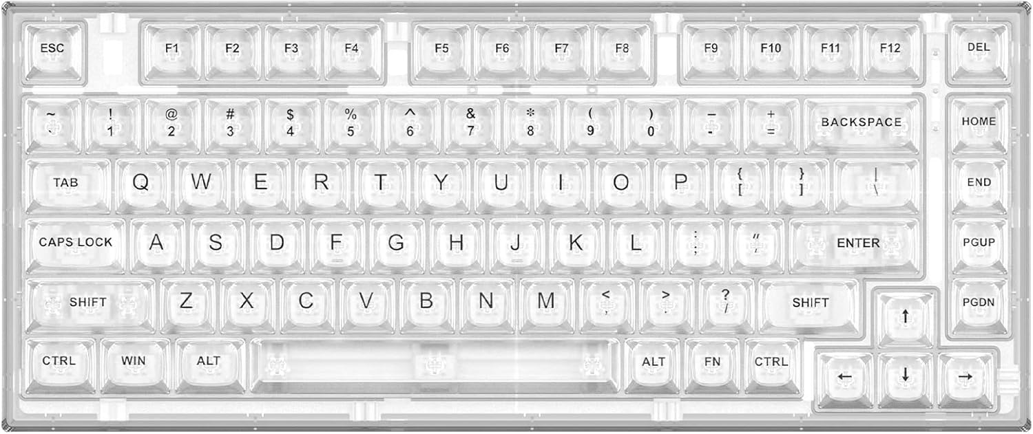 82キーワイヤレス ホットスワップ対応 英語配列 メカニカルゲーミングキーボード 透明キーキャップ BT5.0/2.4G/USB-C ガスケット装着キーボード Windows/Mac用 技適認証取得