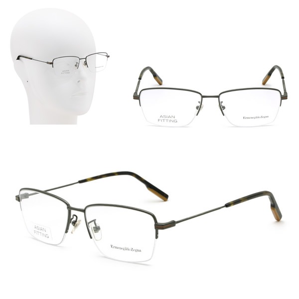 フレームのみ EZ5165-D/V 012 56 Ermenegildo Zegna ガンメタル メガネ 眼鏡 ノーズパッド