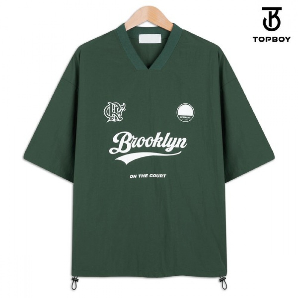(TOPBOY) ブルックリンカラー Vネックオーバーフィット半袖Tシャツ (PN041)