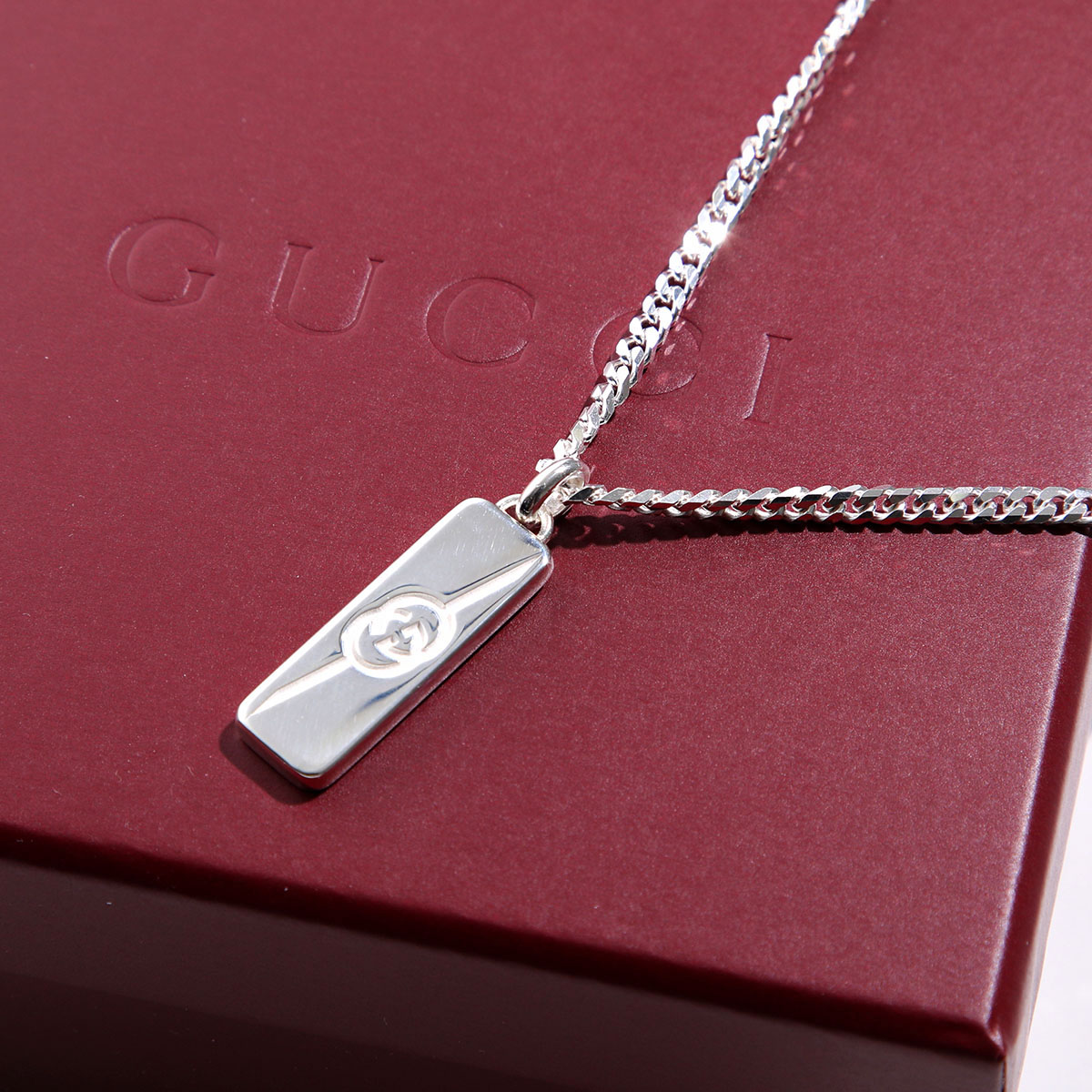 GUCCI グッチ ネックレス GUCCI TAG 774055 J8400 メンズ ダイアゴナル インターロッキングG ペンダント スターリングシルバー アクセサリー 8106/SILVER