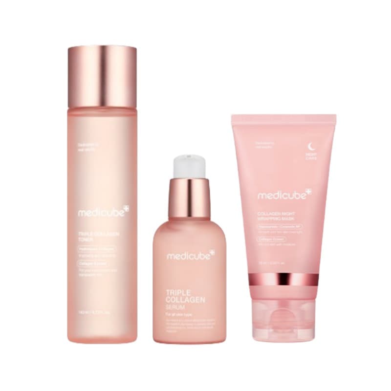 [コラーゲンマスクセット]トリプルコラーゲン トナー 140ml + トリプルコラーゲン セラム 55ml + コラーゲン ナイト ラッピング マスク 75ml