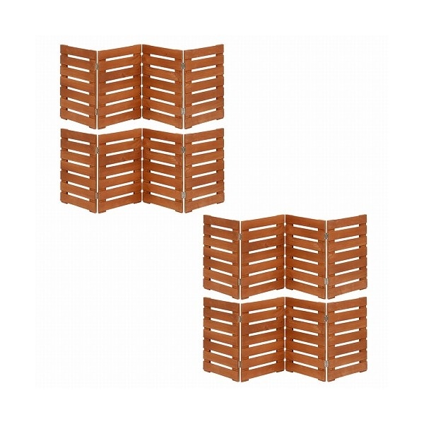 住まいスタイル WF-120YK-4P-LBR 折り畳めるウッドミニフェンス120(横ボーダー) 4枚組 ライトブラウン メーカー直送