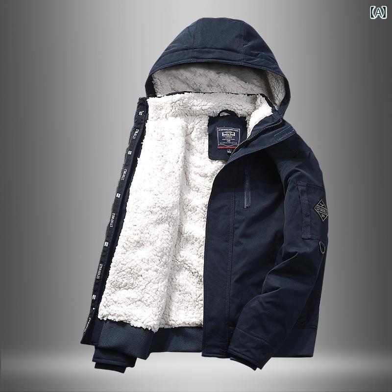 メンズ ファッション 綿 コート 冬 起毛 厚手 フード 綿 コート フリースコート レトロ ジャケット