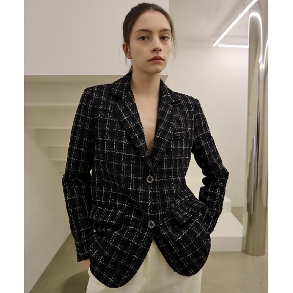 DAMAGE MNEMONIC チェックツイードブラックジャケット_ Check Tweed Black JK 26,974円