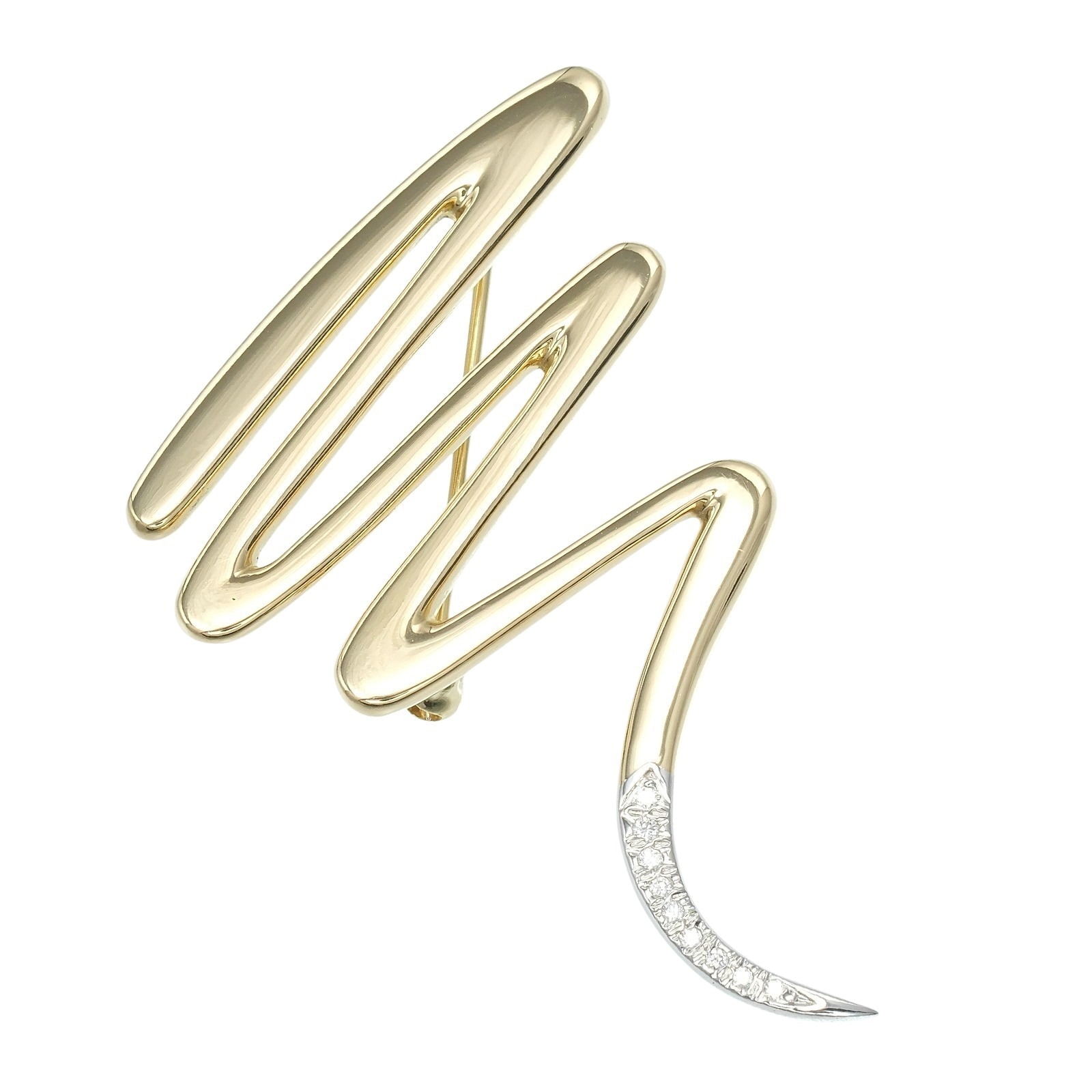 ティファニー　スクリブル　ブローチ 750/PT950ダイヤ付き　希少 ティファニー スクリブル ブローチ 750/PT950ダイヤ付き 希少