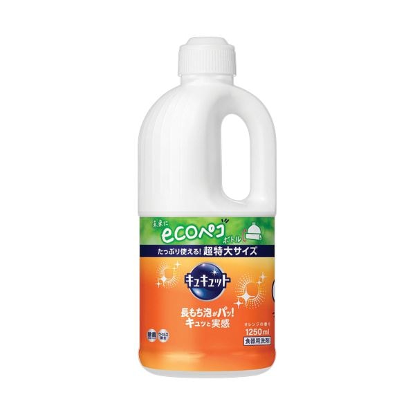 （まとめ） 花王 キュキュットオレンジの香り つめかえ用 1250mL 1本 (×5セット)