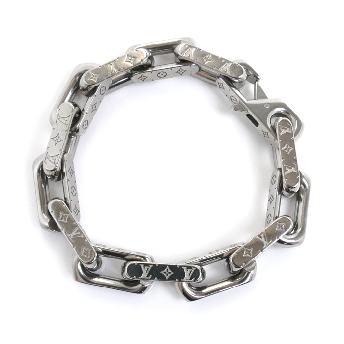 LOUIS VUITTON ルイ・ヴィトン ステンレススチール チェーン モノグラム ブレスレット M00308 LE4262 45.0g ユニセックス 中古