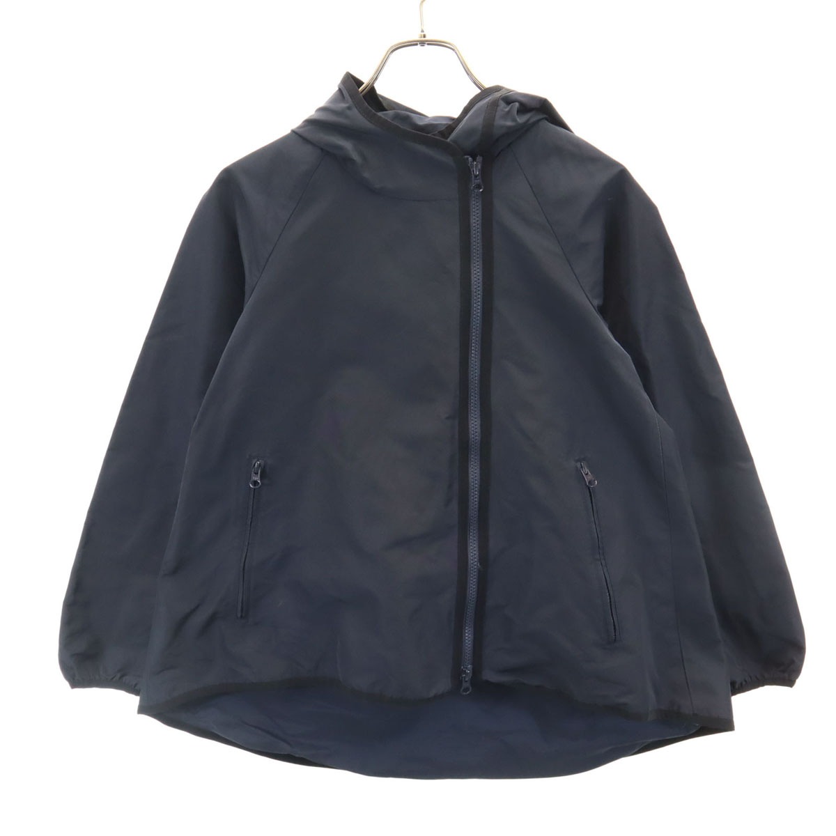 JIL SANDER NAVY ジルサンダーネイビー イタリア製 フーデッド シェル ジャケット 34 ネイビー レディース 古着