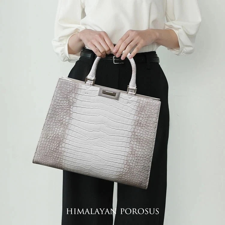 ヒマラヤ ポロサス トートバッグ レディース A4 対応 マット 加工 センター取り 2WAY 斜め掛け ショルダーバッグ スモール クロコダイル 35cm幅 鰐革 保証書付き 本革 トート型 プレゼ