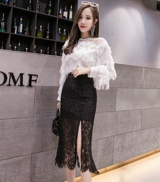 スカート タイトスカート レース スリット 大人可愛い きれいめ 上品 おしゃれ 大人可愛い ラブリー キュート ガーリー クール モード系 セクシー エレガント 存在感 学生 通学 デート